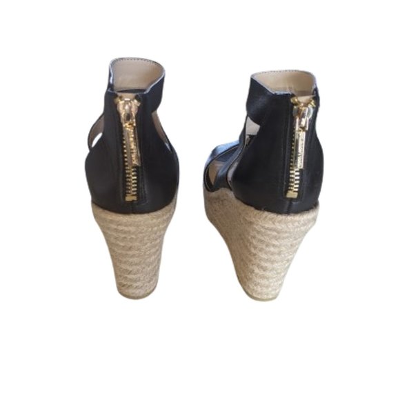 KARL LAGERFELD Black and Tan Wedge Platform Sandals Size 6 NEW NWOT - Picture 6 of 8